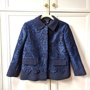 Ann Taylor Tweed And Lace Blue Blazer/ Jacket